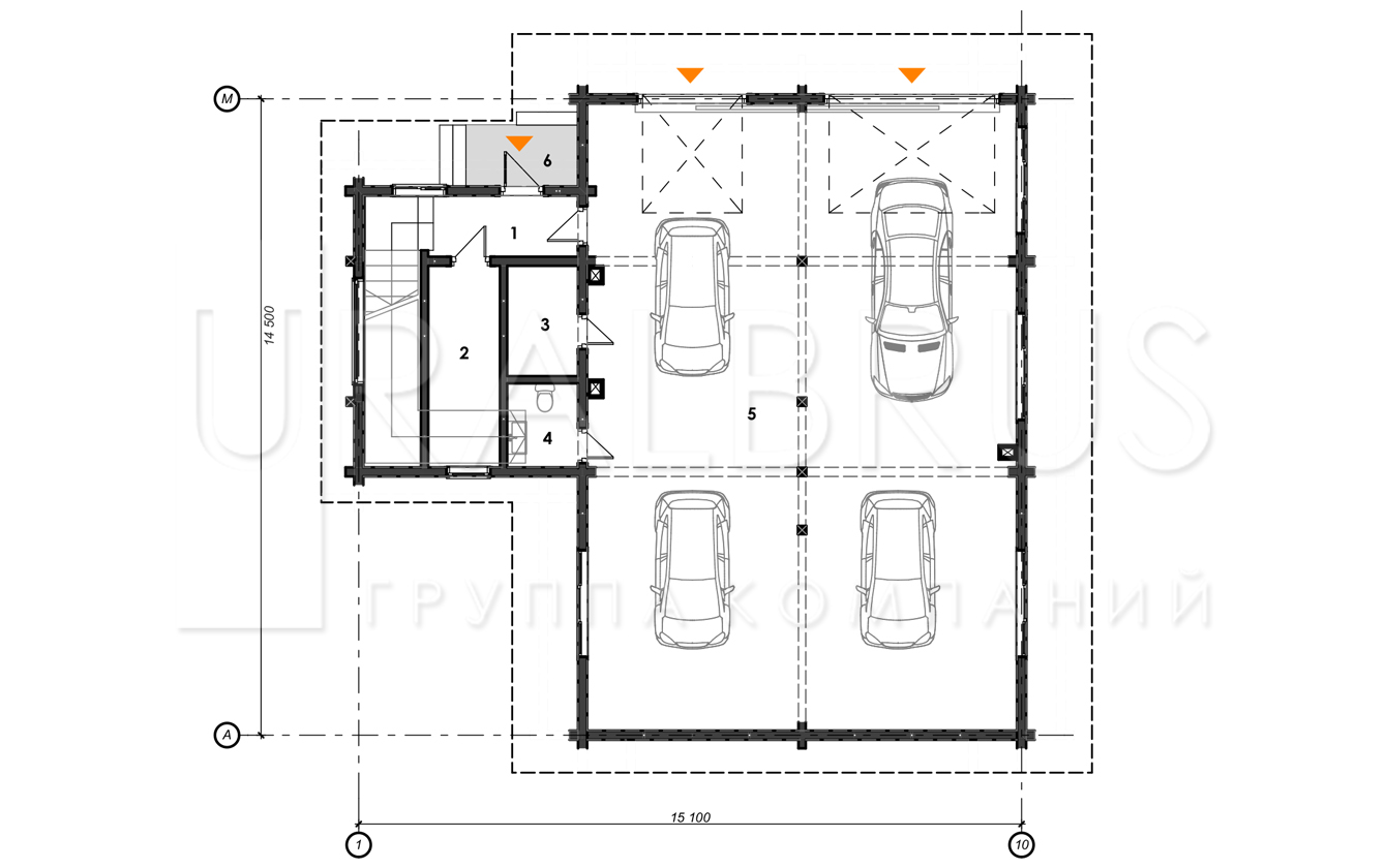 План 1-го этажа гаража